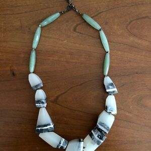 Anthropologie Green and White Faux Stone Necklace